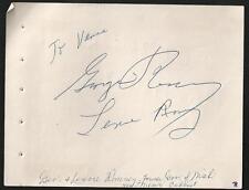 George & Lenore Romney Signed Auto Vintage Album Page Mitt's Parents  RARE M7 picture