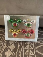 Disney Parks Retro Mini Glass Mickey Icon Ornament Set New In Box picture