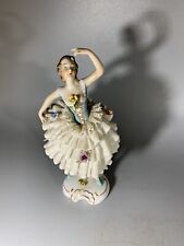 Antique German Hus Lace Porcelain Figurine Ballerina Dancer, 6 1/2” high. picture