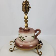 Vintage Ceramic Teapot Table Lamp Hand Painted 21 Inch Tall NO SHADE picture