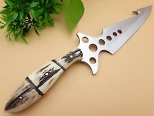 RARE CUSTOM HANDMADE TACTICAL FORGE HUNTING CAMP KNIFE ANTLER GRIP  COVER picture