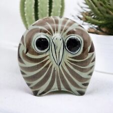 Vintage Tonola Big Eyed Owl Figurine Mexican Folk Art Hand Painted Pottery picture
