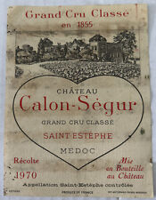 Chateau Calon-Segur Grand Cru Classe Recolte 1970 Vintage Wine Bottle Label picture