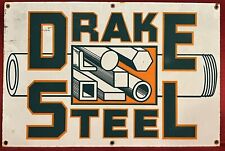 Vintage 1930’s-40’s Drake Steel Porcelain Enamel Advertising Sign Great Graphics picture
