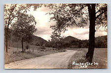 RPPC Scenic View Country Dirt Road Farm Land Rochester VT Postcard picture