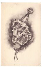 1910 Woman Clown Costume Hat Postcard Artist Signed Cobb Shinn Lady Jester picture