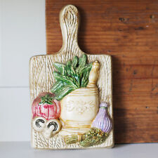 Vintage Mid Century Chalkware Hanging Cutting Board w Vegetables picture