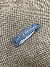 WE Knife Kitefin Blue Titanium Frame Lock Folding Pocket Knife Gold Stripe S35VN picture