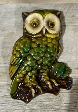VINTAGE RETRO KITSCHY CHALKWARE WALL HANGING OWL picture