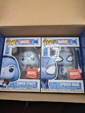 Marvel Spider Man Blue Set Collectors Corp Spiderman And Gwen Stacy Funko Pop... picture