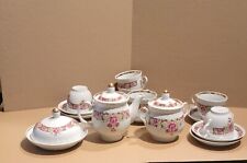 ANTIQUE RUSSIAN USSR 14 PIECES TEAPOT SET/ 6 CUPS AND SAUCERS AND TEAPOT CREAMER picture