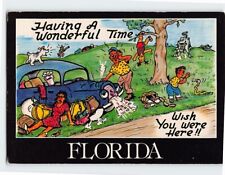 Postcard Having A Wonderful Time, Wish You Were Here, Comic Art Print, Florida picture