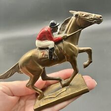 Antique K&O Horse Racing Jockey Art Statue Desk EQUESTRIAN Paperweight - READ picture