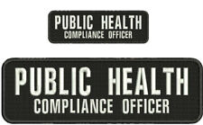 PUBLIC HEALTH COMPLIANCE OFFICER  EMBROIDERY PATCH 3X10 & 2X5 HOOK ON BACK WHITE picture