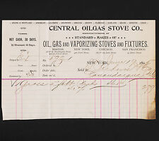 1895 Central Oilas Stove Co. Vaporizing Stoves & Fixtures Advertising Billhead picture