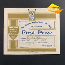 VINTAGE 1927 ROYAL AGRICULTURAL SOCIETY VICTORIA FIRST PRIZE WILLIAMSON BULL  picture