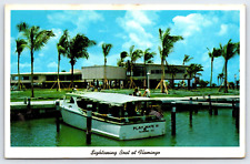 Original Old Vintage Outdoor Postcard Everglades National Park Florida Boat 1958 picture