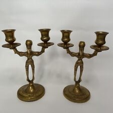 Shabbath Candleholders Brass Poland Rare Antique picture
