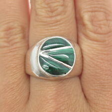 Old Pawn Navajo 925 Sterling Silver Southwestern Malachite Tribal Ring Size 9.25 picture