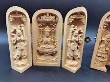 Tibet carved wood Chinese boxwood 2 PCS Religion picture