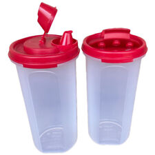Tupperware Modular Mate Round # 3 Pour Shaker Lids Red Set of 2 picture