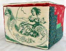 VTG Handmade Quilted Crandall Performing Animals Circus Box W/ Lid Log Cabin picture