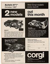 1967 CORGI Diecast cars Bulletin No. 1 MGB GT Porsche Carrera Vintage Print Ad picture