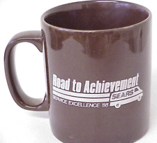 VINTAGE SEARS BROWN COFFEE MUG CUP ROAD TO ACHIEVEMENT SERVICE EXCELLENCE '88 picture