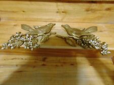 2 Syroco Bird Wall Plaque Dogwood Branch Flowers Vintage 1967 MCM picture