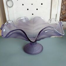 Viking Glass 8 Petal Large Bowl Compote Lilac Satin Frost 10 7/8