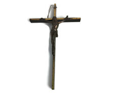 Small antique Art Deco crucifix cross Brass Corpus Wall hanging Jesus Christ Cru picture