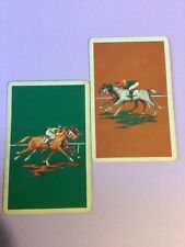 Vintage pair, early new old stock, playing cards, horse, racing single card picture