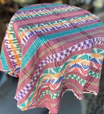 Vintage Mexican Guatemalan Colorful Woven Small Size Square Tablecloth, 31” picture