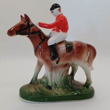 Equestrian Jockey on Horse Handpainted Ceramic Figurine picture