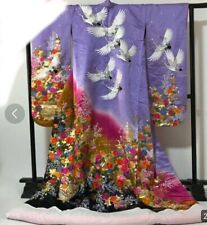 Iro-uchikake Kimono Japanese Traditional Wedding  Tsuru Crane purple pink m picture