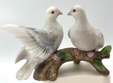 Lefton Vintage Hand-Painted Porcelain Ceramic White Doves Perched on Branch 754 picture