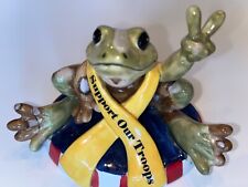 WESTLAND PEACE FROGS Frog FIGURINE Support Our Troops 4” 18804 Military Frog picture