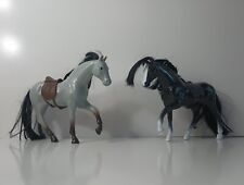 Vintage Battat Lori Horses Two Blue Roan Gray Black Saddles  picture