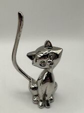 ADORABLE SILVER PLATED CAT RING HOLDER. THE CAT FIGURE IS HOLLOW picture