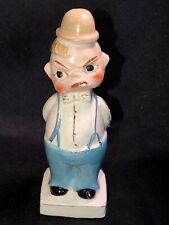 Vintage Porcelain Ceramic Old Man Mad Or Happy Two Faced Salt Shaker “Japan” picture