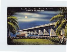 Postcard Seven Miles Overseas Highway Bridge from Pigeon Key, at night, Florida picture