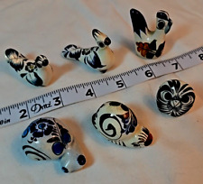 Lot 6 Vintage Mexican Mini Folk Art Figures Tonala Pottery Owl Bird Snail 1-2