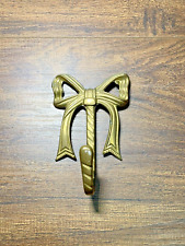 Vintage Brass Bow Tied Ribbon Wall Mounted Hanging Hook 4.5” picture