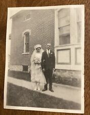 1920s Wedding Bride Groom Man Woman Fashion Couple White Dress Real Photo P10p21 picture