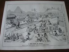 1895 Original POLITICAL CARTOON - UGANDA RAILROAD Africa African TRAIN STATION picture