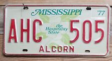 Vintage Mississippi expired 1977 The Hospitality State License Plate/Tag-AHC505 picture