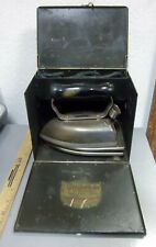 vintage 1920s Sunbeam Electric Iron, in original Case, with cord & trivet base picture