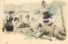 Postcard C-1905 Bathing Beauty Sexy Women hand colored humor undivided 24-5351 picture