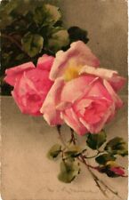 C. Klein, Flowers, Pink Roses, Vintage Postcard picture