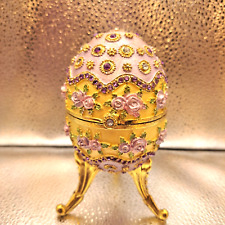 Gorgeous Musical Ornate Pink /Rhinestone/Enamel Jeweled Egg-Heavy picture